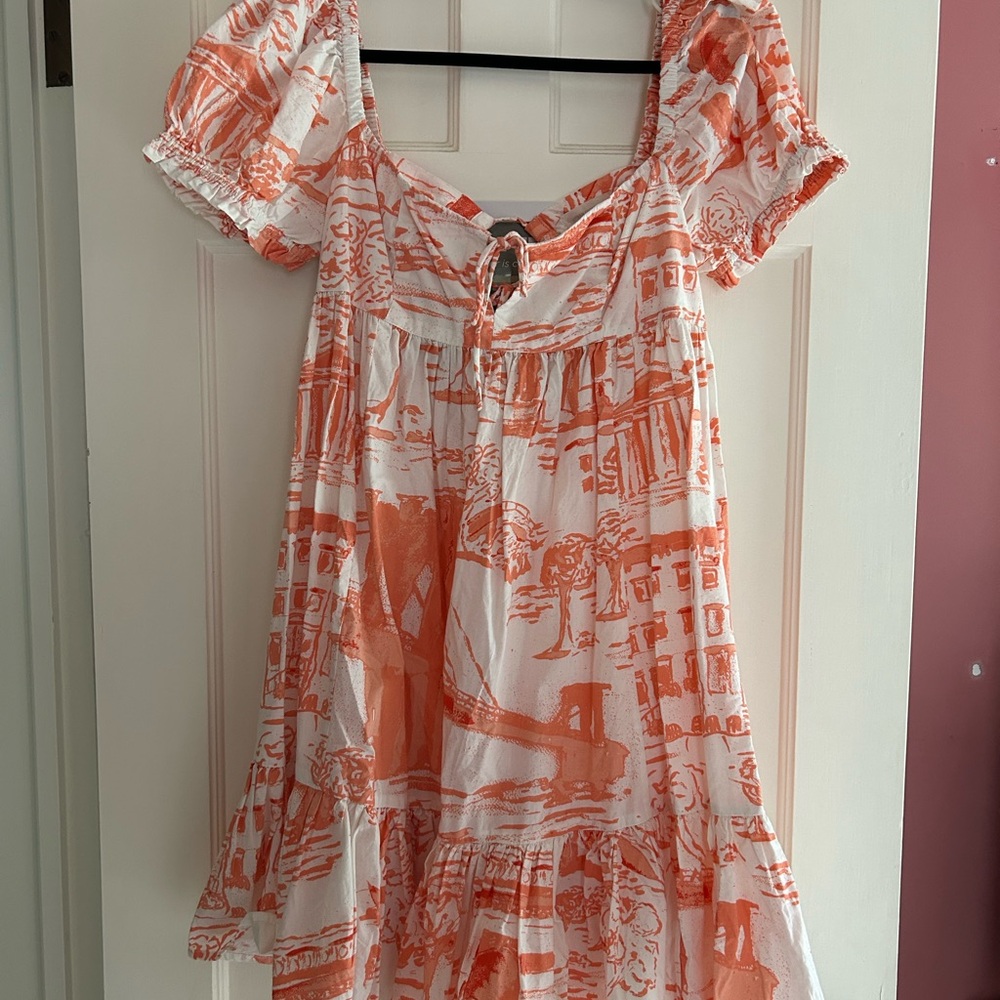 NWOT Urban Outfitters Orange and White Mini Dress
